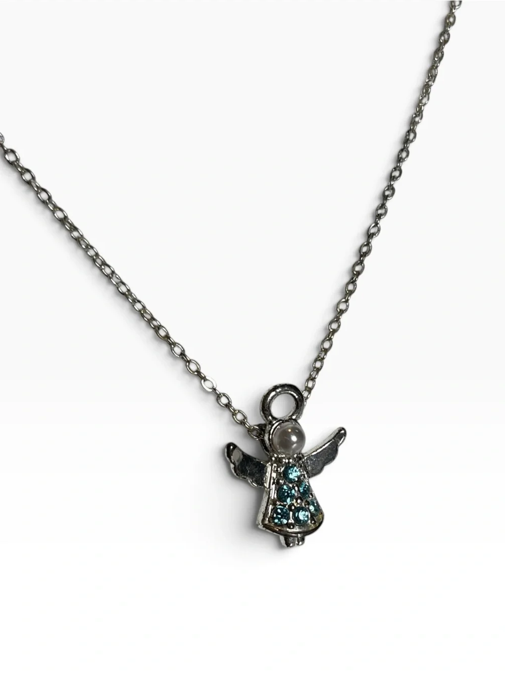 🍭5 for $20🍭 Avon Vintage Silver Tone Angel Crystal Necklace CC X